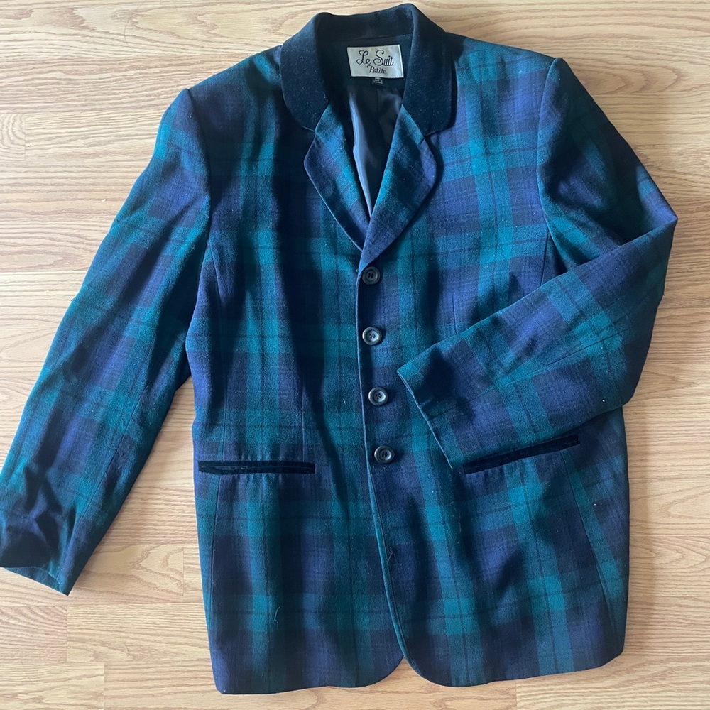 Le Suit Men's Tartan Blazer - Green and Blue